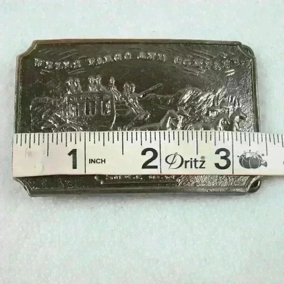 Vintage Belt Buckle Wells Fargo & Company 1852 Metal Western Style Horse Coach - Picture 7 of 12
